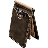Erkek C&uuml;zdan Nat&uuml;rel Deri Metal Para Klipsli C&uuml;zdan &amp; Kartlık Slim Kartlık (Gri)