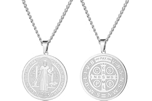 Amaxer Collana di San Benedetto di Nursia per donne, medagliette di protezione religiosa, amuleto, collana per donne e uomini
