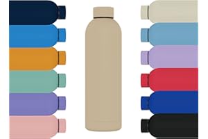 MI KO MI KA Botella de Agua de Acero Inoxidable Reutilizable | Hermética y Térmica | Sin BPA | Isotérmica, Mantiene Frio 24H y Calor 12H. Doble Pared al Vacío a Prueba de Fugas (750ml, Beige)