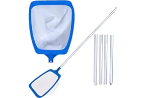 TUXUNQING Poolnetz mit Teleskopstiel, abnehmbarem Stiel, feinmaschigem Netz, 14,5 cm tiefes Netz, Handkescher für Pool, Teich, Schwimmbad – Robustes Schöpfnetz zur effizienten Reinigung (170cm)