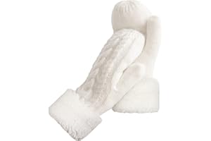 AURUZA Mittens Women, Ladies Thick Fleece Lined Insulated Warm Knitted Winter Thermal Mittens Fingerless Women's Gloves & Mittens