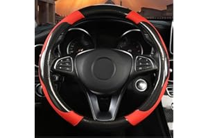 SFONIA Couvre Volant Voiture Caches de Volant en Cuir Artificiel Universel 37-38cm / 15" Antidérapant Respirant Durable (Rouge)