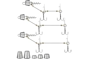 TOATELU 3 Stück Stinger Haken mit Vorfach System & 5 Wechselbaren Gewichten, Screw In Hecht Systeme für Gummifische, mit Jigkopf, für Köder der Größen 10, 13, 18cm, S, M, L