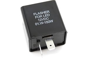 HISports Relè lampeggiante a 2 poli, relè di controllo della frequenza lampeggiante per moto per indicatori di direzione a LED elettronici, relè lampeggiante regolabile, 12 V, 0,02 A-10 A, nero