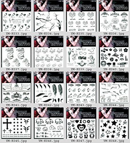 Wonbeauty 16pcs Fake and real temp tattoo stickers in a package,it including angels,feathers,fishes,elephants,bears,stars,ice creams,plum trees,crowns,etc.