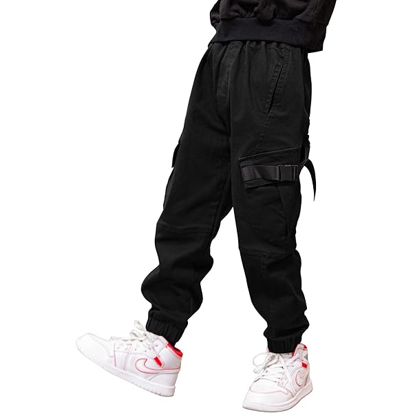 SEAUR Baggy joggingbroek voor jongens, elastische taille, vrijetijdsbroek voor kinderen, lange sportbroek losse trainingsbroek met zakken, grijs, 158-164