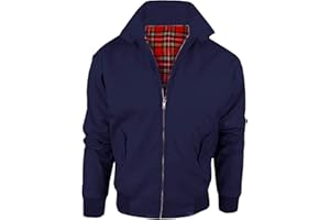 Stylo Online Mens Vintage Harrington Jacket Adults Unisex Boys Ladies Womens Classic Retro Scooter 1970's Bomber Mod Skin Tartan Lining Coat Top Size XS-5XL