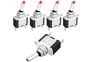 Linkstyle 5 Piezas Interruptor de Palanca, 12V 20A SPST ON/Off LED Interruptor Basculante 3Pin con LED para Vehículos RV Vehículos