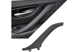 HACREYATU Leather Side Door Pull Handle for B-MW 5 Series,Left Right Side Passenger Inner Door Handle Replacement for B-MW F10 F11 F18 520 523 525 528 530 535 2010-2017 (Left, Black)