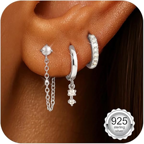 ZNBOH 3 Paar Zilver 925 Oorbellen Set Voor Dames Meisje Goud 18k Verguld Gouden Oorbellen Hypoallergeen Sierlijke Zirkonia Vlinder Klavertje Stud Charme Kleine Hoepel Delicate Sieraden Geschenken ZNBOH 3 Paar Zilver 925 Oorbellen Set Voor Dames Meisje Goud 18k Verguld Gouden Oorbellen Hypoallergeen Sierlijke Zirkonia Vlinder Klavertje Stud Charme Kleine Hoepel Delicate Sieraden Geschenken