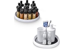 SOULPALA 2PCS Plateau Tournant, Porte Épice Rotative Plateau, Rangement Epices Cuisine, Plateau Tournant Frigo pour Condiment Rangement de Cuisine, Plateau Rond Socle pour Cuisine, Réfrigérateur(25cm)