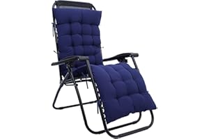 WildFun Sun Lounger Cushion Only, Thick Garden Recliner Chair Cushion Sunbed Cushion Double Anti-Slip for Outdoor Garden Patio Beach Chair, 158 * 48cm Leaf,Blue (No Chairs)