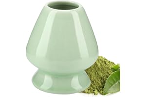 TICFOX Soporte para batidor Matcha, Soporte de Cerámica para Matcha, 1 unidad Soporte de cerámica para batidor de matcha de bambú Chasen accesorio para juego de té(verde)