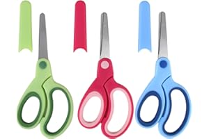 NIRJIK Forbici Di Sicurezza per Bambini - Forbici Artigianali per Bambini 14,5cm, Punte Arrotondate, Con Custodia, In Acciaio Inossidabile, Ideali per Laboratorio Creativo, Scuola E DIY - Colori: Rosso, Verd