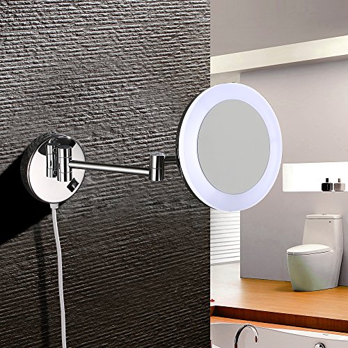 GuRun Badspiegel mit Beleuchtung 10 Fach Vergroesserung,durchmesser 20cm, Tageslicht LEDs,verchromt M1806D(20CM,10X) - 3