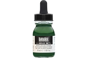 Liquitex 4260224 Colori acrilici fluidi professionali, inchiostro ad inchiostro, 30 ml, colore aerografo ad alta pigmentazione - Verde hooker permanente imit.
