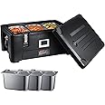 VEVOR Insulated Food Pan Carrier, 36Qt Capacity, Stackable Catering Hot Box with 3 Stainless Steel Pans, Top Load LLDPE Food Warmer with Elastic Side Handles and Buckles, for Restaurant Canteen, Black
