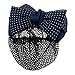 Dotted Bow Barrette - TOOGOO(R) Dotted Bow Barrette Hair Clip Bun Cover Dark Blue White w Net Snood