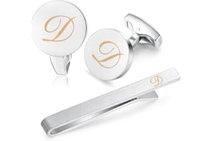 HONEY BEAR Carta Inicial Alfabeto Gemelos & Clip Pasador de Corbata Pisacorbatas para la Camisa de los Hombres Regalo de Boda del Negocio Plata