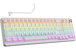 ELECGO 77 Tasti Tastiera Meccanica Gaming, Tastiera Gaming Cablata con Retroilluminata LED RGB, Anti-Ghosting, Interruttore Rosso, Compatibile con Windows, Mac, PC (Bianco)