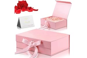 JIASHA Scatola regalo,Scatola regalo con fiocco Scatola regalo Magnetico Scatole Regalo con Nastro Scatola Regalo Riutilizzabile Magnetico per regalo,compleanno,anniversario (Rosa)