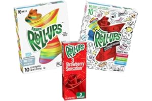 · CANDYBOX · CANDYBOX Betty Crocker Fruit Roll Up - Drei Sorten - Frucht-Snacks - Fruchtrollen - Fruchtgummi-Rolle - Fruchtgelees - Sorte Erdbeere, Tropical, Himbeere, nur Erdbeere, nur Tropical - 1 Stück, 324g