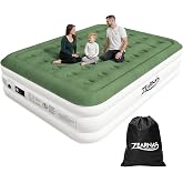 Zearna Double Inflatable Mattress 2 Seater Inflatable Mattress 203 x 152 x 46 cm with Built-in Self-Inflating Electric Pump O