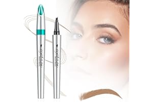 COMEDYKING Crayon à sourcils 3D waterproof avec 4 conseils Imperméable à l'eau Longue Durée Tattoo Brow Crayon d'encre Croquis de Stylo de Sourcil pour le Maquillage Naturel (brun clair)