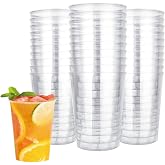 120 Transparent Hard Plastic Cups, 300 ml, Transparent Plastic Cups, Reusable Hard Plastic Cups for Parties, Cocktails, Beer