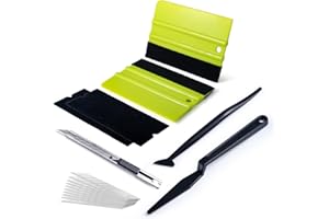 FOSHIO Kit di Attrezzi di Installazione di pellicole per vetri per Auto, Coltello Multiuso, tergipavimento in Feltro, spatole Mini Stick taglierino