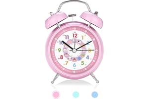 Idota Budzik dziecięcy, budzik dla dzieci, bez tykania, zegar do nauki, zegar dziecięcy, cichy budzik, światło, zegar stołowy, oświetlenie dla dzieci, chłopców i dziewczynek, do sypialni, prezent