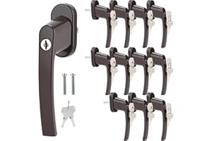 Gimisgu 12 tiradores de ventana con cerradura de aluminio para niños, con cerradura de 35 mm de longitud y 24 llaves, color marrón