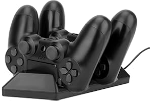 NiTHO Cargador para Mando PS4, Estación de Carga Compatible con Mandos PS4 Slim/PS4 Pro, Base de Carga Rápida para PS4 - Negro