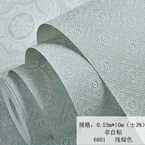 Jedfild European-style luxury and elegance non-woven fabric wallpaper bedroom living room TV wall paper, light green