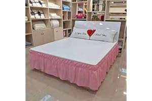 UYEOCO Bettrock, Queen-Size-Bett, 40 cm Tief, Einfache Passform, Geraffter Stil, 3-Seitige Abdeckung, Hellgrau, Einfarbig Weiß Bettrock King Size Wrap Around Staub RüSchen (Color : B, Size : 150x200cm)