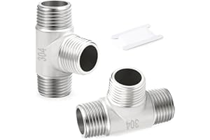 TAISHER 2 Pcs Stainless Steel Tee Pipe Fittings, 1/2" BSP Male Pipe Fittings, for Water Oill Air Gas