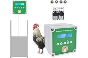 BTSAE Apriporta automatico pollaio, sportello automatico pollaio, lembo pollaio con timer e sensore di luce, per razze di polli di dimensioni standard, 4 pulegge, porta in alluminio kit completo