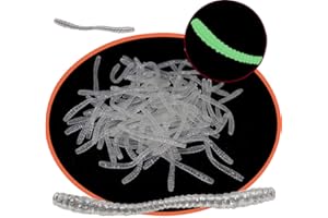 Senvenelec Cebo de Pesca Artificial Silicona Biónico Suave, Simula Gusano Rojo Plástico Verde, Protección del Medio Ambiente, Luminoso - 100 Piezas