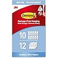 Command Wire toggle Hooks - Medium - Transparent- Indoor Use - Multi pack of 10 Hooks and 12 Adhesive Strips - Suitable for hanging items up to 900 g - Damage Free Hanging