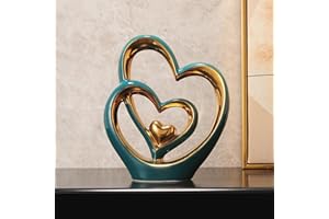 ODMYZG Doppelherz-Ornament,Doppelherz-Keramik-Statue,Heimdekoration,kreative Heimdekoration,Geschenk,Büro,Wohnzimmer,Dekoration,Souvenir,geeignet als Geschenk.