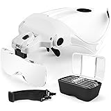 AUTOPkio Lenti d'ingrandimento, regolabile mani libere Magnifier con 2 Luce LED Occhiali per la riparazione, artigianato, int