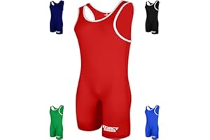 Exxact Sports Plain Wrestling Singlet, Powerlifting Singlet Youth Wrestling Singlet Men for Training (Unisex Adult/Youth)
