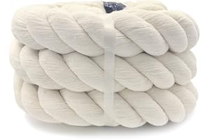 RENYIZ Thick Rope 30mm Decking Rope White String Macrame Rope Soft Cotton Rope for Garden Macrame Plant Hanger Heavy Duty Rope Beige 2M