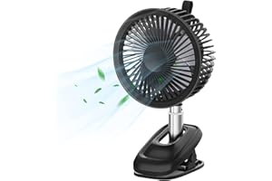 NAVRUF Ventilatore USB, 360° Rotazione Clip Piccolo Fan 3 Velocità Ventilatore da Tavolo Con Cavo USB e 2000mAh Ricaricabile Batteria per Passeggino, Auto, Viaggio, Campeggio, Casa, Ufficio