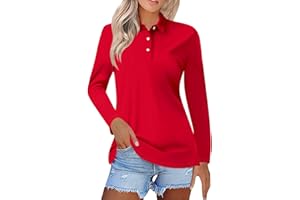 GENERIC Polo Shirts for Women UK Long Sleeves Cotton Plus Size Striped Ladies Golf Tops Casual Work Office Breathable Gym Sports T Shirt Running Yoga Activewear