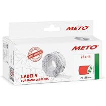 METO Etiketten 26x16 Mm 2-regelig Afneembaar - 12000 Stuks (12 Rollen) Wit Voor METO, Sato, Avery En Meer