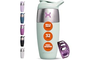 Promixx Pursuit Shaker-Flasche - einwandige Edelstahl Protein Shaker Bottle, super glatte Shakes, 950ml, Seegrasgrün