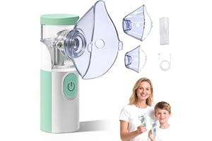 ANKUY Nebulizador portátil silencioso recargable, atomización y absorción eficientes, accesorios con 2 máscaras y 1 boquilla, adecuados para adultos y niños, uso familiar y viajes (Verde)