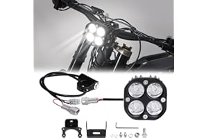 JESTOP Dirt Bike Headlight, Upgrade 6000Lumen Super Bright Light Kit for Sur Ron Segway, Plug N Play Light 4LED Powersports Headlight Bulbs and Assemblies, headlamp for Sur Ron Parts(with switch)