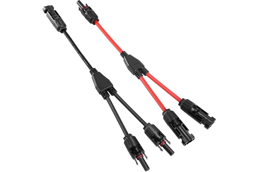 Thlevel Solar Y-Splitter Branch Parallel Connector Adapter MMF and FFM 1 Pair Photovoltaic Connectors Panel Extension Cables Distributor Socket 4 mm²